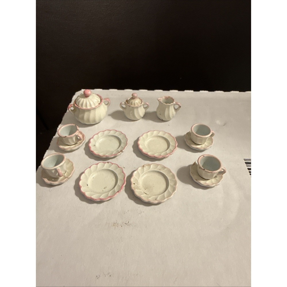 Bodo Hennig Enameled Coffee Service Dishes Pink Dollhouse Miniatures 1:12